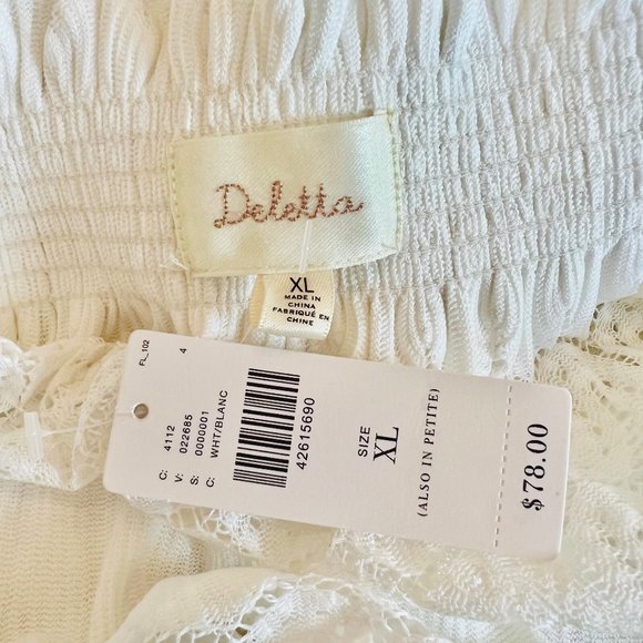 NWT Anthropologie Deletta Riley Long Sleeve Off-shoulder Crochet Lace Smock Top - Picture 12 of 14